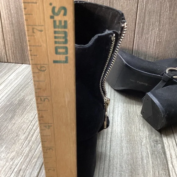 Bershka Booties Heeled Ankle Boots Zippered SIZE 6.5 Faux Suede Black Women’s - Picture 14 of 16